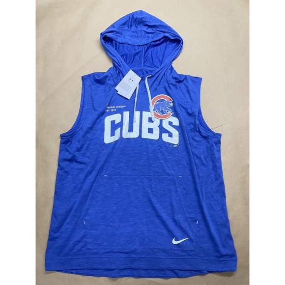 Nike Chicago Cubs Sleeveless Pullover Hoodie Blue MLB Men's 2XL - Picture 1 of 13